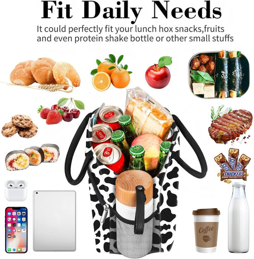 Lunch Bag Women, Lunch Box for Women Adult Men, Small Leakproof Cute Lunch Tote Large Capacity Reusable Insulated Cooler Lunch Container for Work/Office/Picnic/Travel-Cow