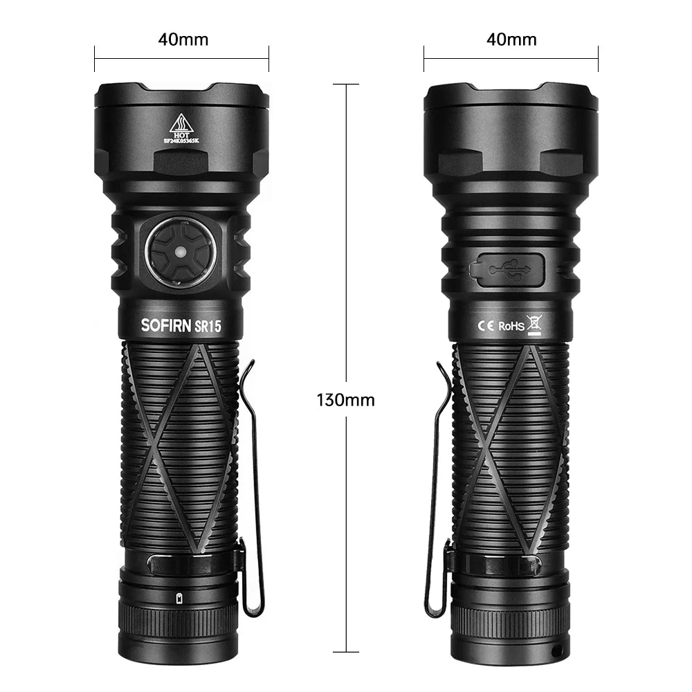 SR15 4500LM Flashlight SFT25R Powerful LED Light 21700 USB C Rechargeable Discharge Torch