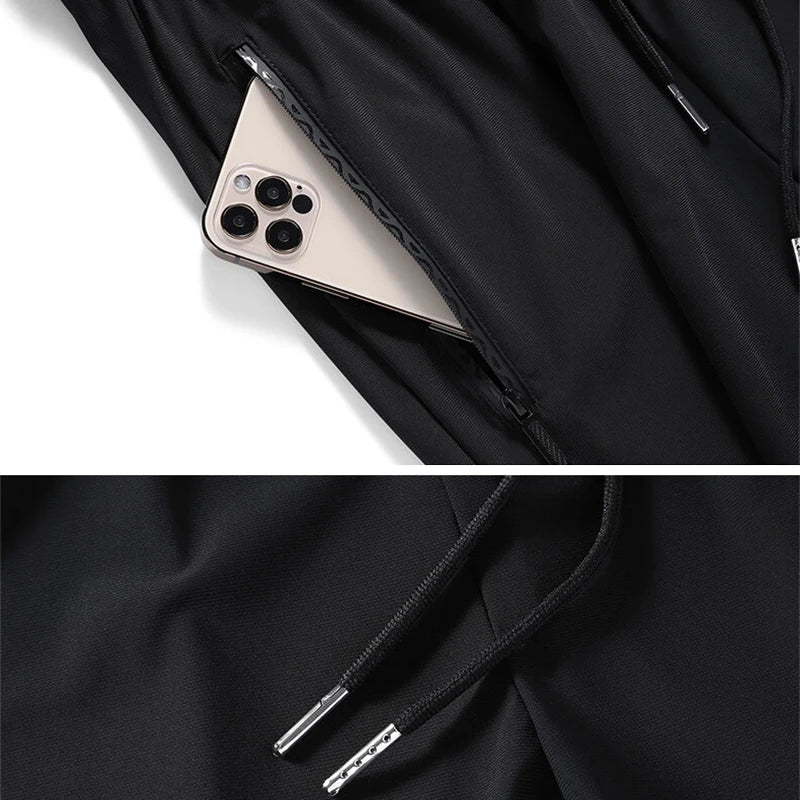 High Quality Ice Silk Pants for Men'S Summer Slim Casual New Loose High Elasticity Quick Drying Outdoor Running Casual Pants
