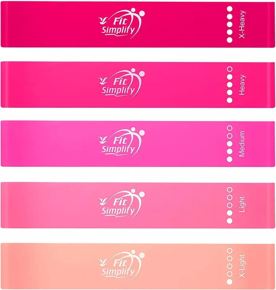 Resistance Loop Exercise Bands - Complete Set of 5 with Instruction Guide and Carry Bag