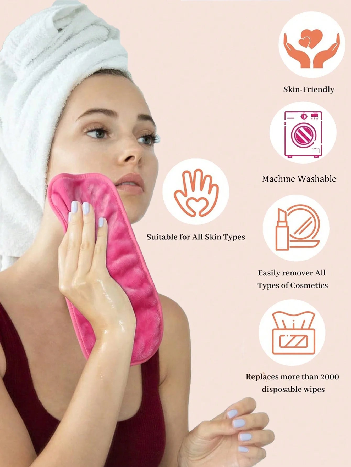 Reusable Makeup Remover Cloth - Soft Microfiber Facial Cleansing Towel for Face, Eyes, and Lips (1 Pack/4 Pack)