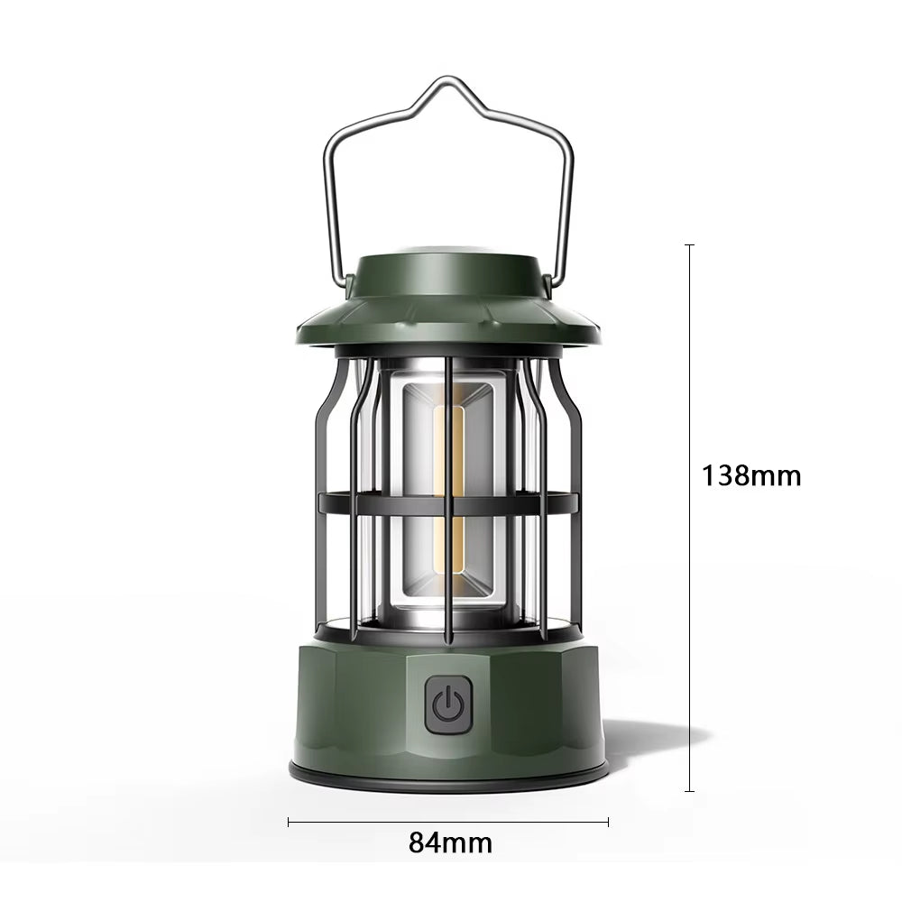 New Retro Camping Lantern Portable USB-C Rechargeable Outdoor Tent Light Gift for Camper