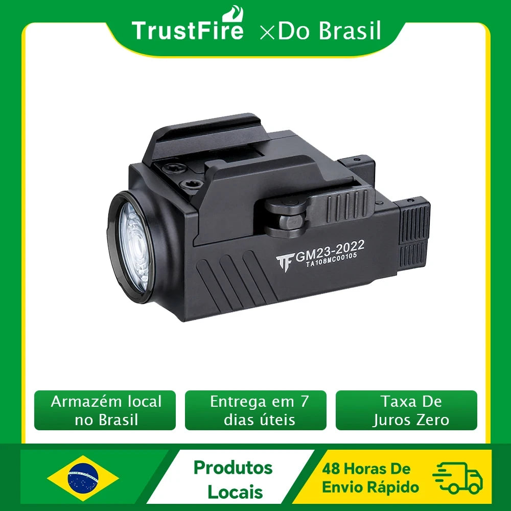 GM23 Tactical LED Flashlights Mini Pistol Lights 800 Lumens USB Rechargeable Quick Release Handgun 1913/GL Rail