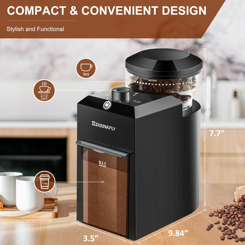 Automatic Burr Mill Coffee Grinder Electric Coffee Bean Grinding with 28 Adjustable Gears for Espresso French Press Drip Coffee