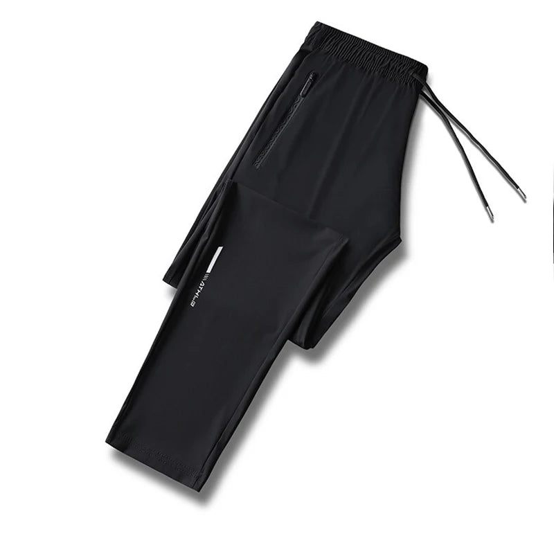 High Quality Ice Silk Pants for Men'S Summer Slim Casual New Loose High Elasticity Quick Drying Outdoor Running Casual Pants