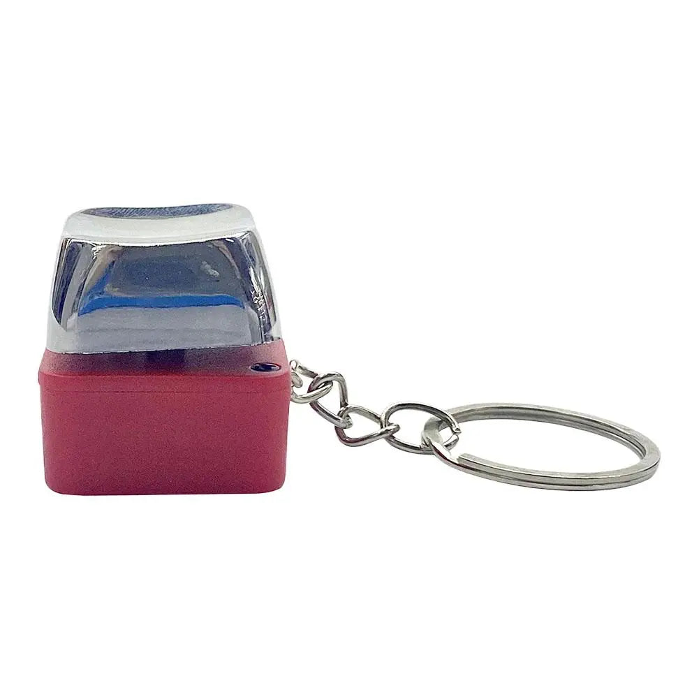 9 Keys LED Keyboard Keycap Keychain, Mechanical Switch Clicker Button, Relief Stress Pinch Toy, Transparent Fidget Keyring