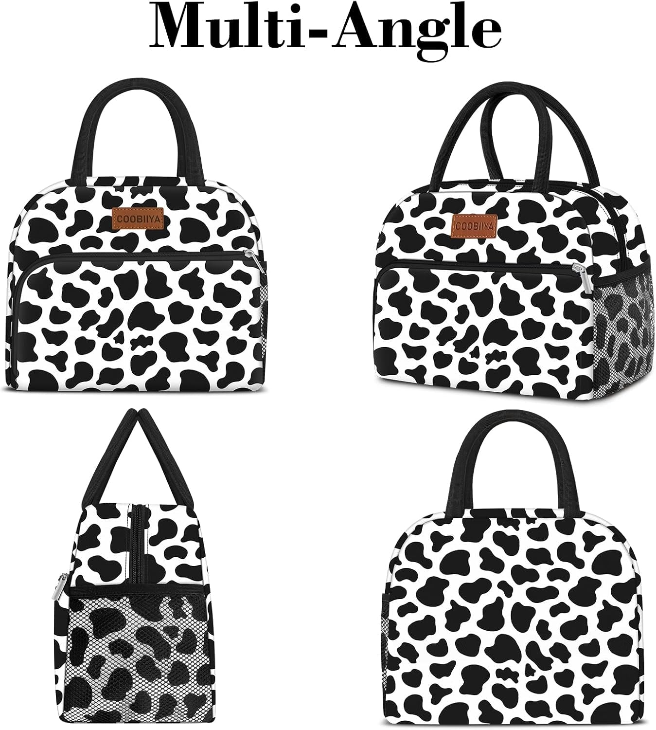 Lunch Bag Women, Lunch Box for Women Adult Men, Small Leakproof Cute Lunch Tote Large Capacity Reusable Insulated Cooler Lunch Container for Work/Office/Picnic/Travel-Cow