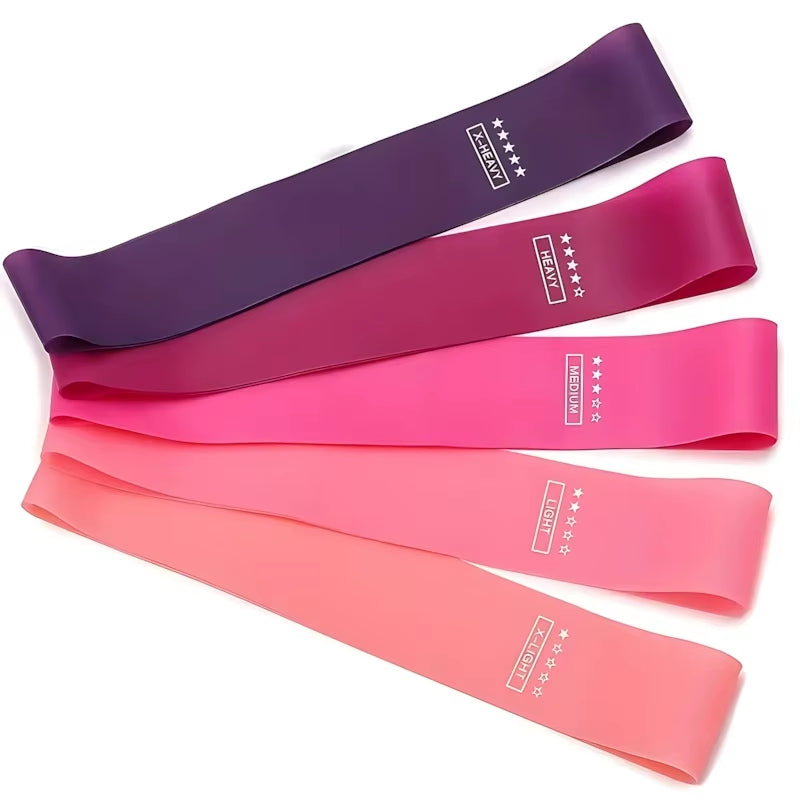 5 Piece Exercise Resistance Bands, Latex Loop Set. for Strength Training, Home & Travel