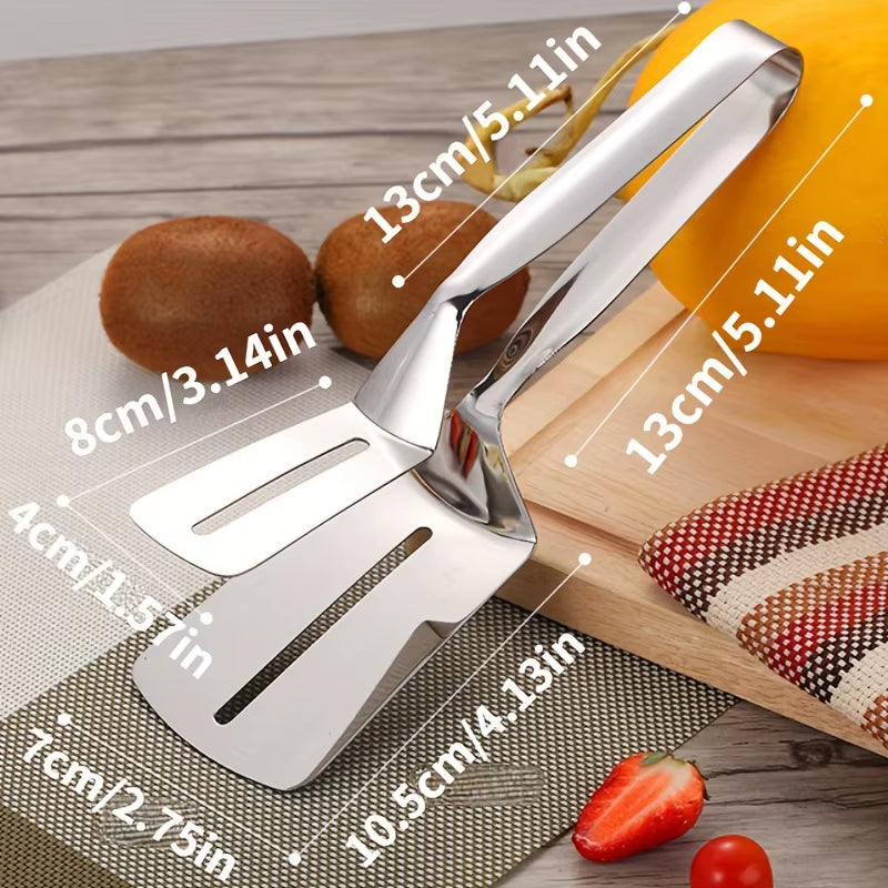 Professional Stainless Steel Food Turner&Tongs,Non-Slip Heat Resistant for Grilling Steak Fish,Multi-Purposekitchen Flipper Tool