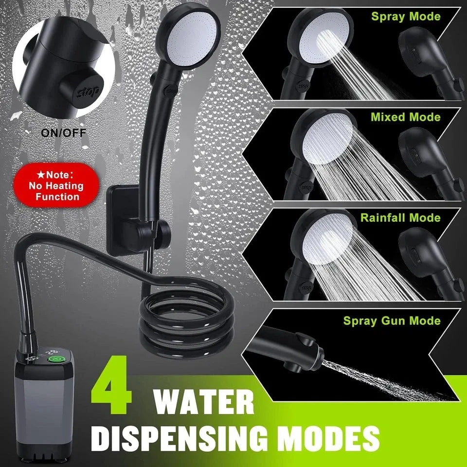 Portable Shower for Camping, 6000Mah Rechargeable Camping Shower, 4 Spray Modes