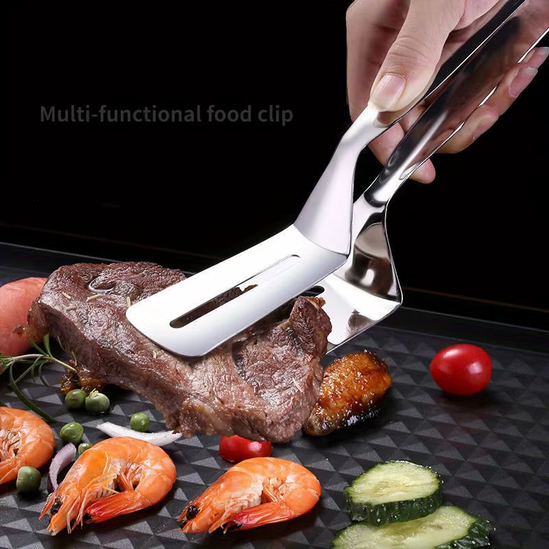 Professional Stainless Steel Food Turner&Tongs,Non-Slip Heat Resistant for Grilling Steak Fish,Multi-Purposekitchen Flipper Tool