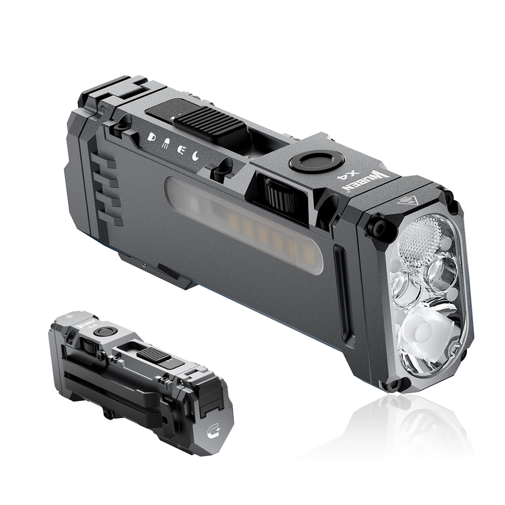 X4 EDC Flat Flashlight with RGB Light, 1500 Lumens Mini Flashlight with Tactical Switch and Magnetic, IP68 Portable Pocket