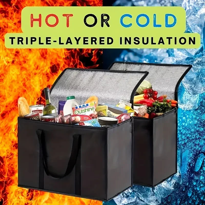 Premium Insulated Reusable Grocery Tote - Versatile Soft Cooler Bag for Hot and Cold Food Delivery, Lightweight and Foldable