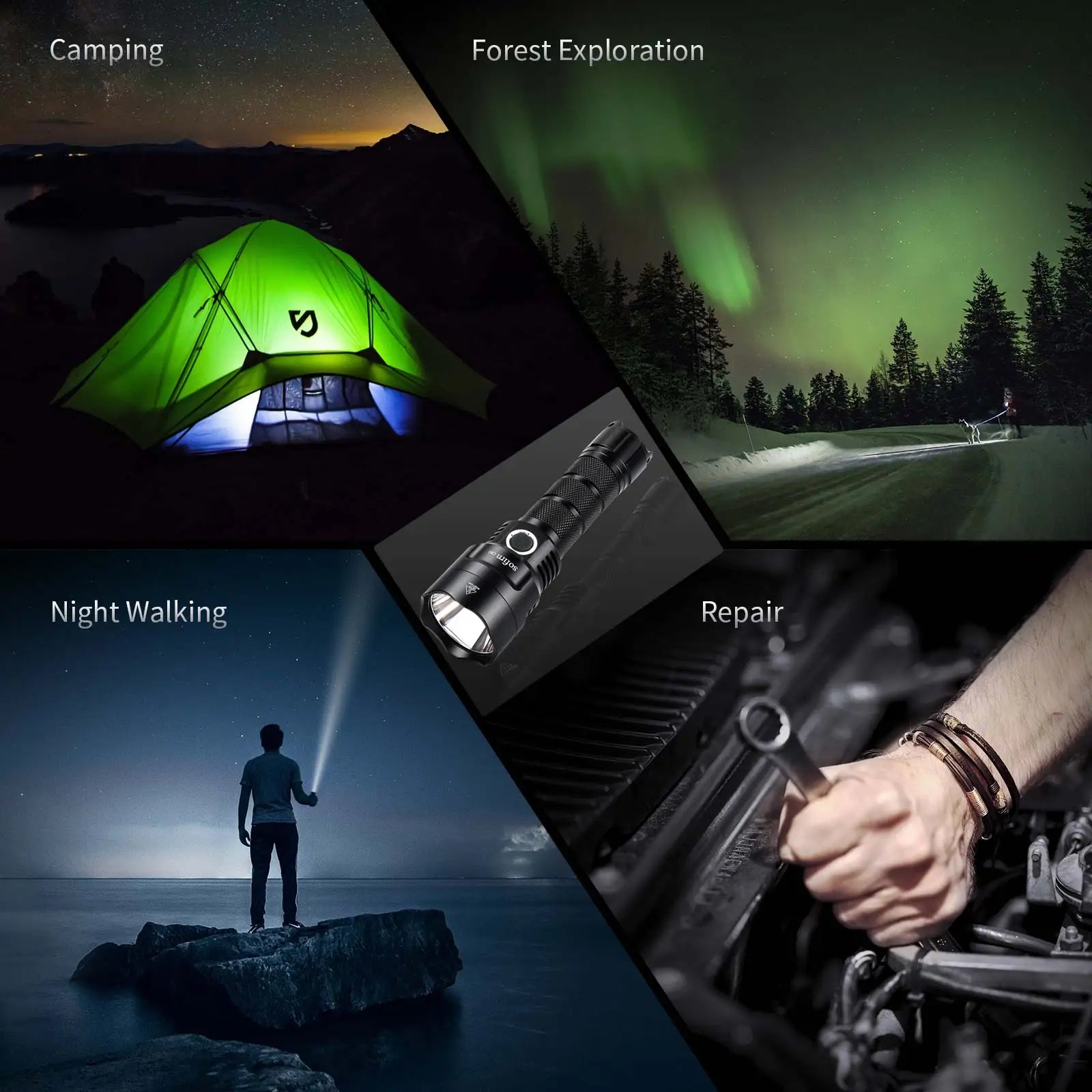 C8G Powerful LED Flashlight 21700 SST40 18650 with Power Indicator Lantern Torch 2 Groups Ramping SOS Beacon Outdoor