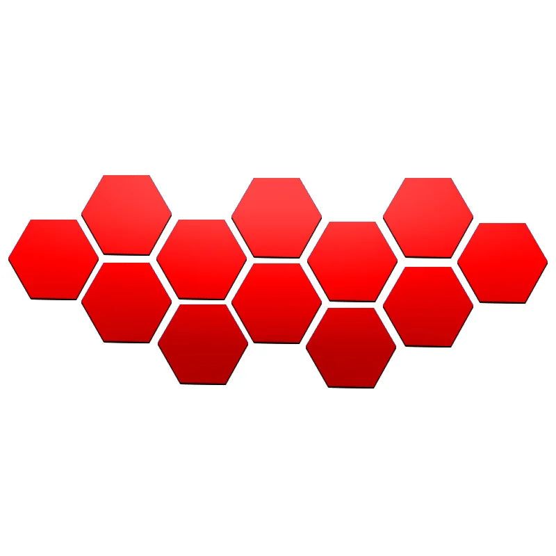 6/12Pcs 3D Mirror Wall Sticker Hexagon Decal Home Decor DIY Self-Adhesive Mirror Decor Stickers Art Wall Decoration 126Mm Large