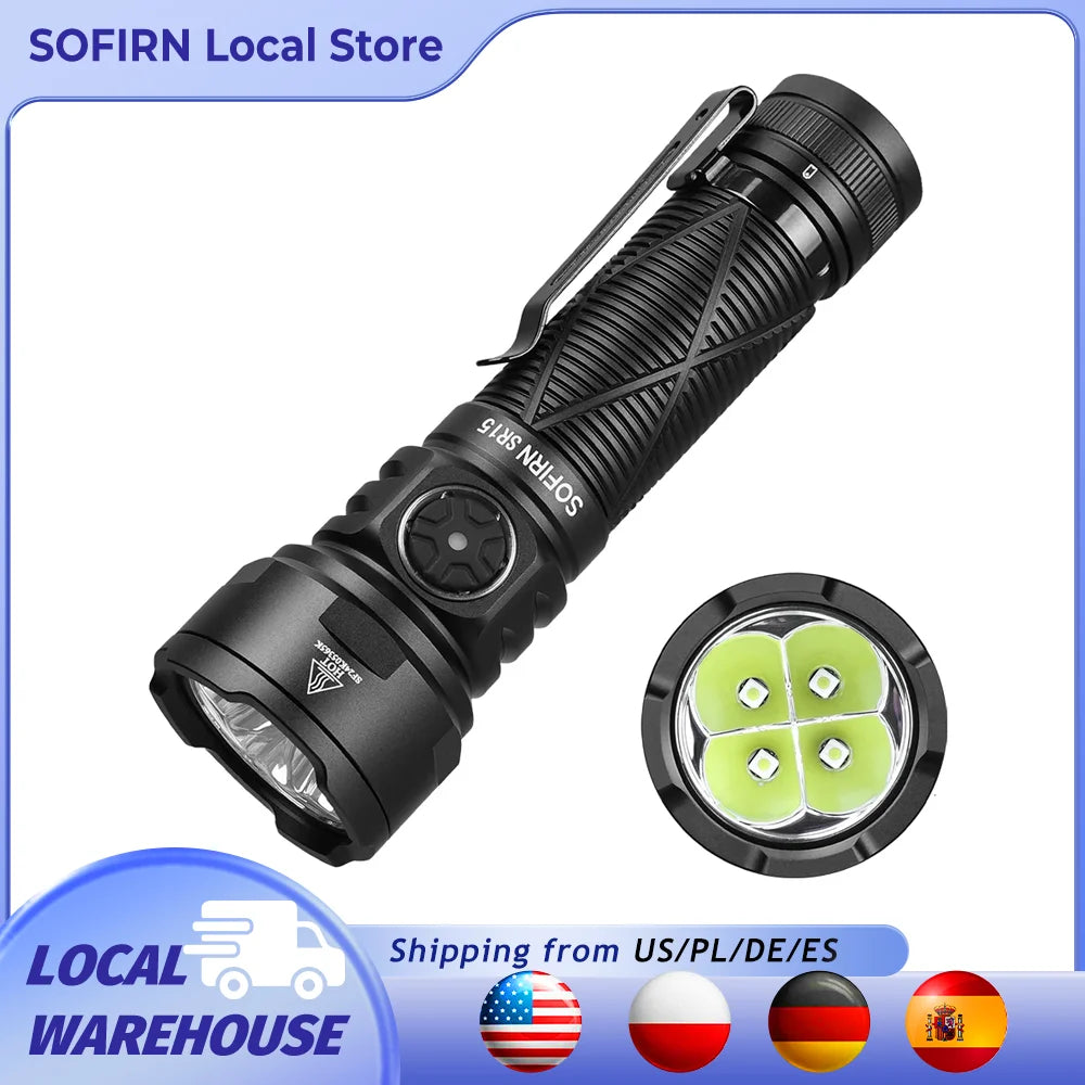 SR15 4500LM Flashlight SFT25R Powerful LED Light 21700 USB C Rechargeable Discharge Torch