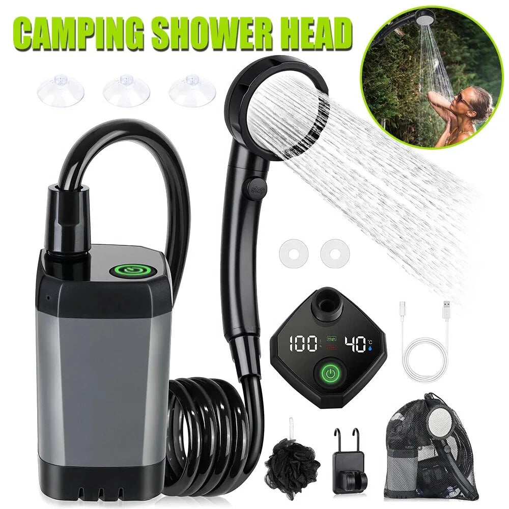 Portable Shower for Camping, 6000Mah Rechargeable Camping Shower, 4 Spray Modes