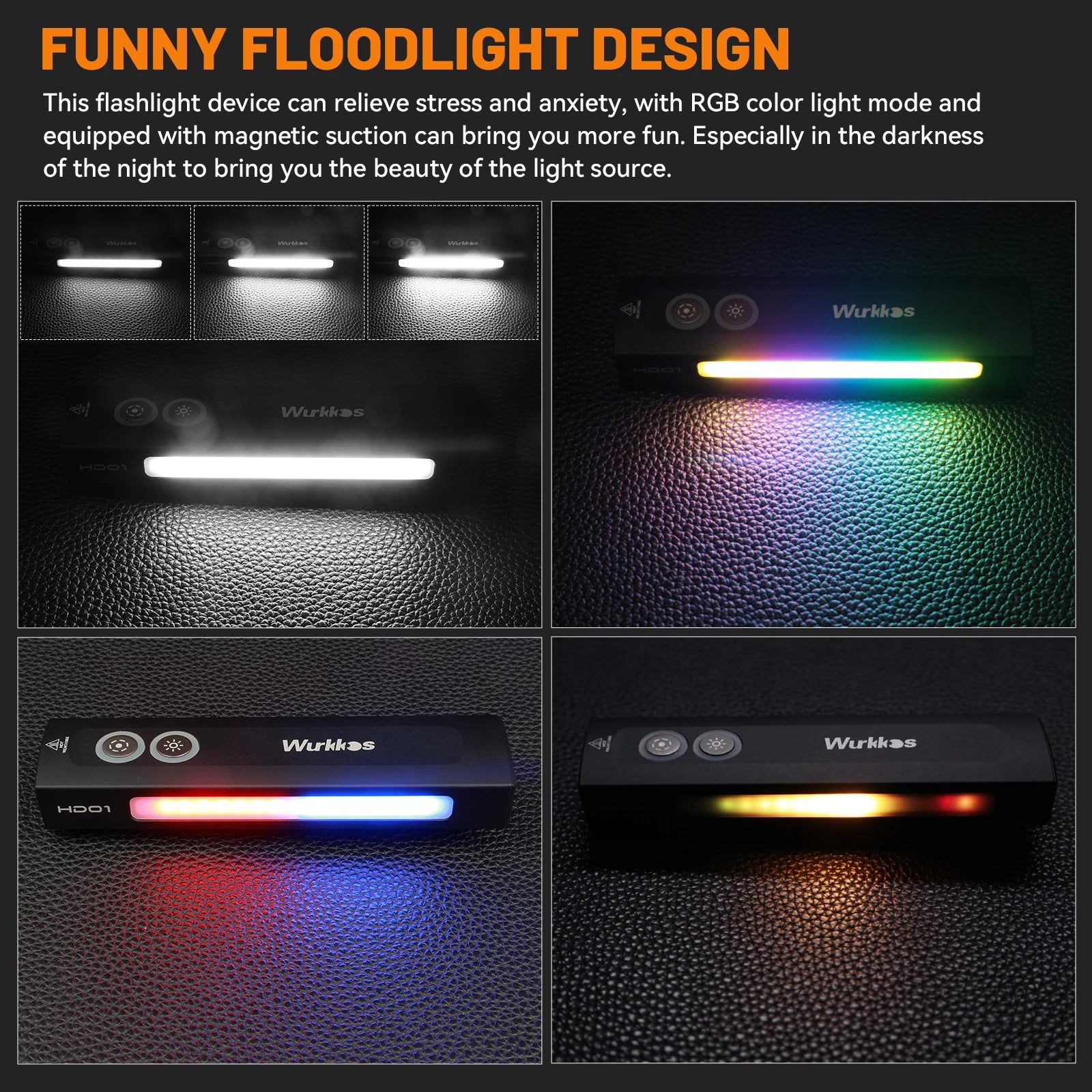 NEW HD01 Multifunctional Flashlight 1200 LM with Green Light White Light 90CRI Side RGB Lights IP65 Waterproof Hiking