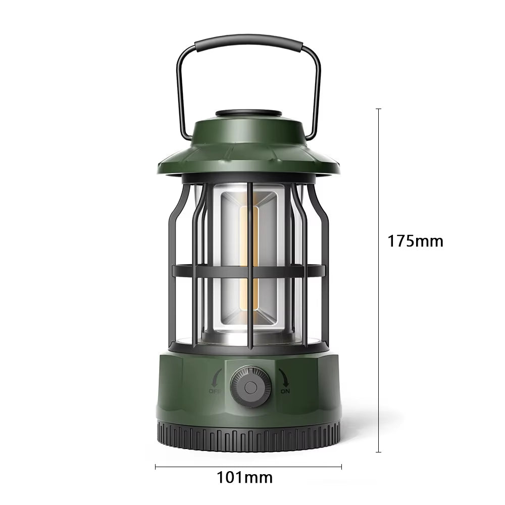 New Retro Camping Lantern Portable USB-C Rechargeable Outdoor Tent Light Gift for Camper