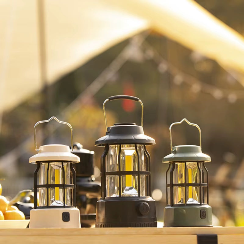 New Retro Camping Lantern Portable USB-C Rechargeable Outdoor Tent Light Gift for Camper
