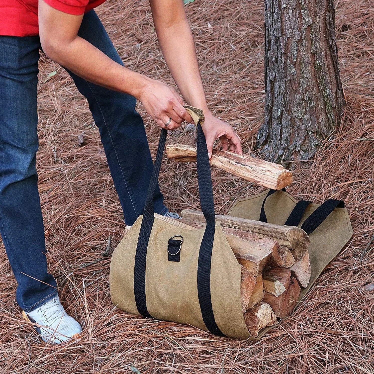 2026 Tote Firewood Storage Bag Outdoor Camping Canvas Firewood Carrier Log Carrying Bag Handbags Wood for Log Carrier Fireplace