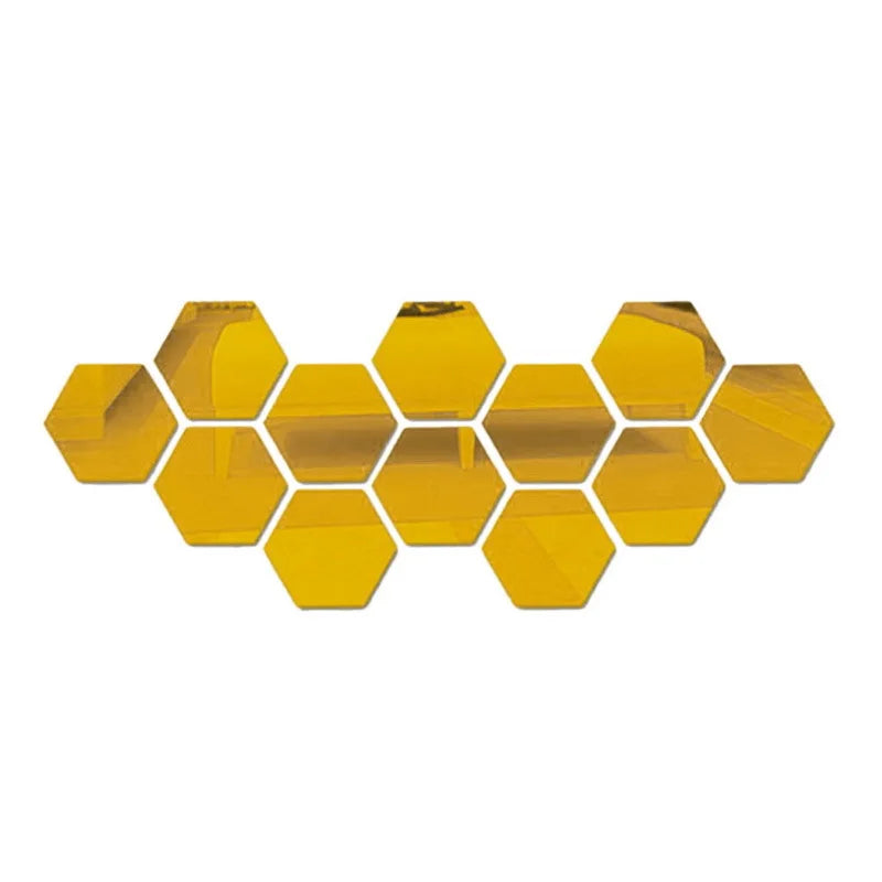6/12Pcs 3D Mirror Wall Sticker Hexagon Decal Home Decor DIY Self-Adhesive Mirror Decor Stickers Art Wall Decoration 126Mm Large