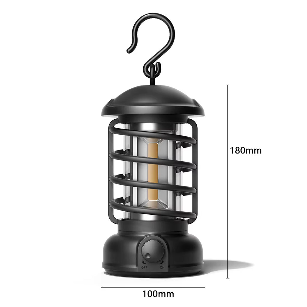 New Retro Camping Lantern Portable USB-C Rechargeable Outdoor Tent Light Gift for Camper