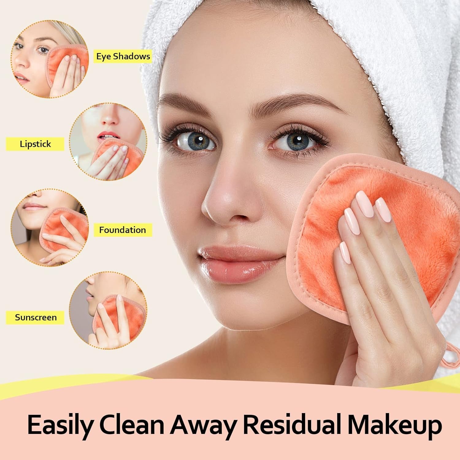 Makeup Remover Cloth 12 Pack, Reusable Makeup Remover Pads, Washable Ultra Soft Facial Cleansing Cloths for All Skin Types, 5 X 5 In, Pink