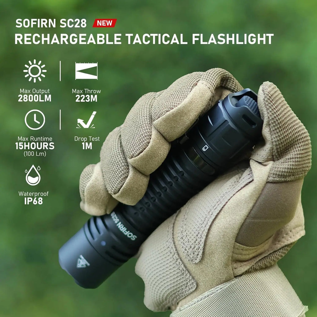 SC28 XHP50B HD LED 2800Lm Type-C Rechargeable Flashlight Protable Powerful 21700 Torch EDC Flash Light IPX8 for Camping