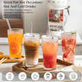Glass Cup with Lid and Straw - 20oz Leak-Proof Iced Coffee Tumbler