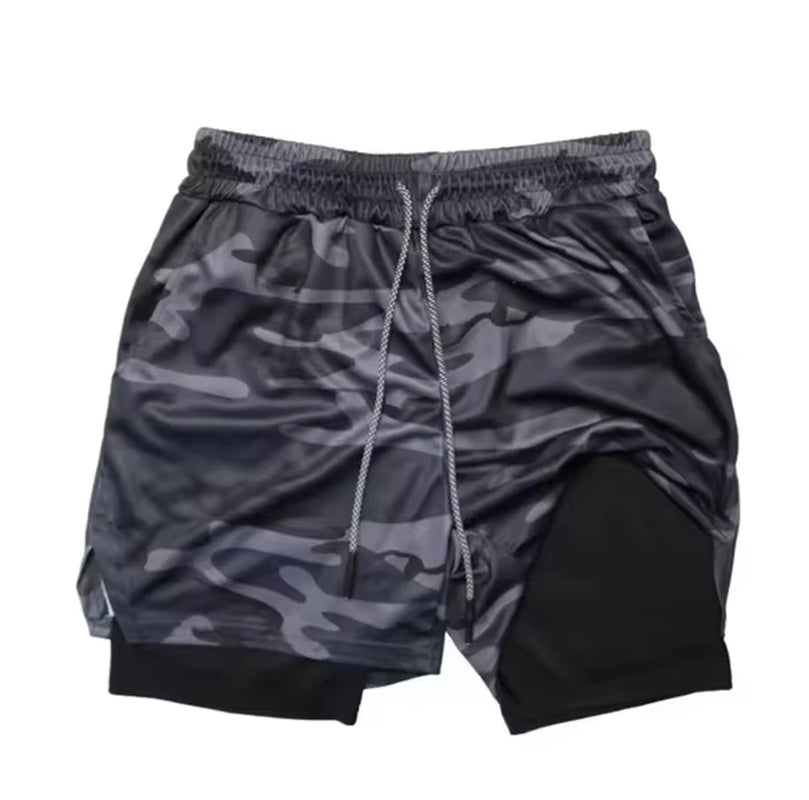 Camouflage Running Shorts, Men'S Gym Sports Shorts 2-In-1, Quick Dry Exercise Training, Outdoor Sports Fitness Jogging Shorts