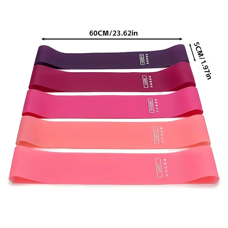 5 Piece Exercise Resistance Bands, Latex Loop Set. for Strength Training, Home & Travel