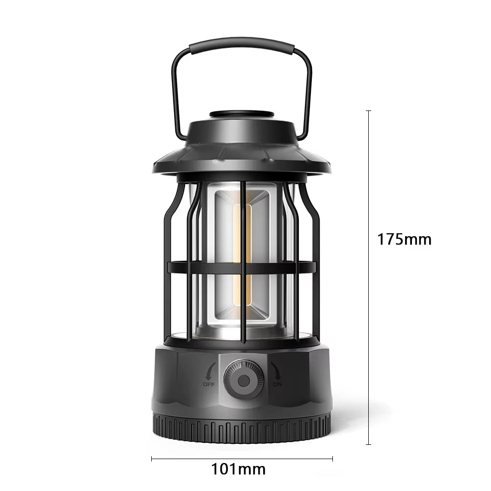New Retro Camping Lantern Portable USB-C Rechargeable Outdoor Tent Light Gift for Camper