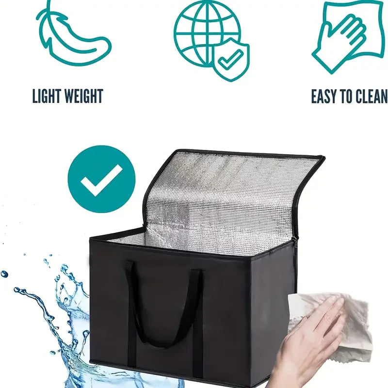 Premium Insulated Reusable Grocery Tote - Versatile Soft Cooler Bag for Hot and Cold Food Delivery, Lightweight and Foldable