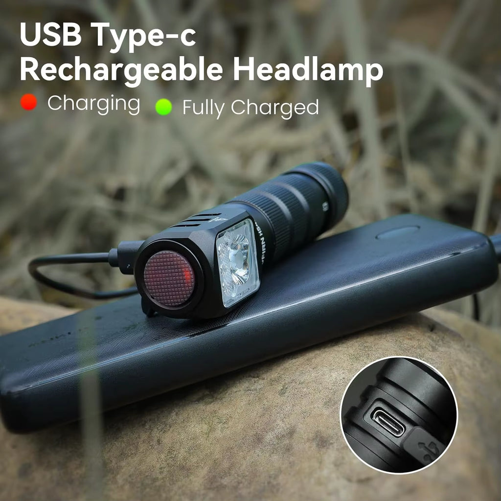 HS42 Headlamp 2100Lm 18650 EDC USB C Rechargeable Flashlight SST40 LED Torch with Magnetic for Camping