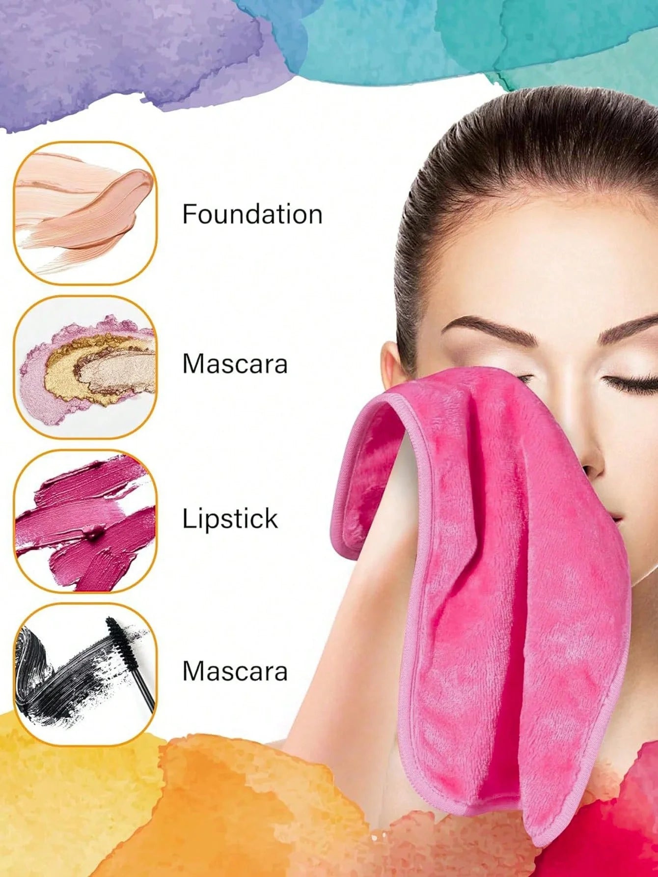 Reusable Makeup Remover Cloth - Soft Microfiber Facial Cleansing Towel for Face, Eyes, and Lips (1 Pack/4 Pack)