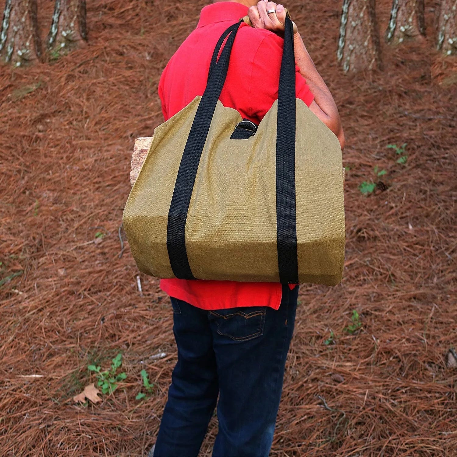 2026 Tote Firewood Storage Bag Outdoor Camping Canvas Firewood Carrier Log Carrying Bag Handbags Wood for Log Carrier Fireplace