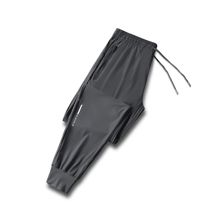 High Quality Ice Silk Pants for Men'S Summer Slim Casual New Loose High Elasticity Quick Drying Outdoor Running Casual Pants