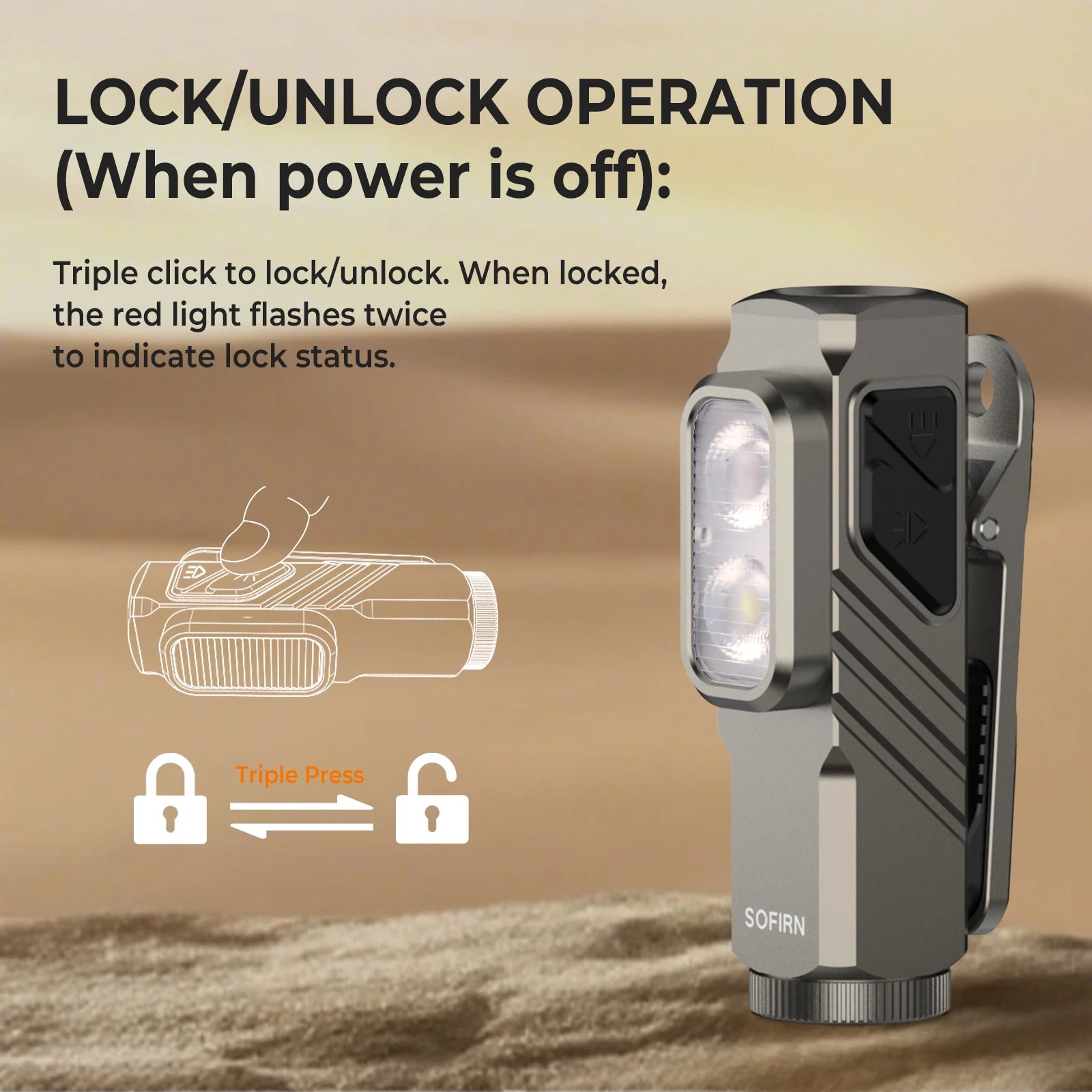 ST10 1000LM EDC Flashlight USB C 14500 Rechargeable with Red Light 660NM Magnetic Tail & Clip Dual Switch Torch