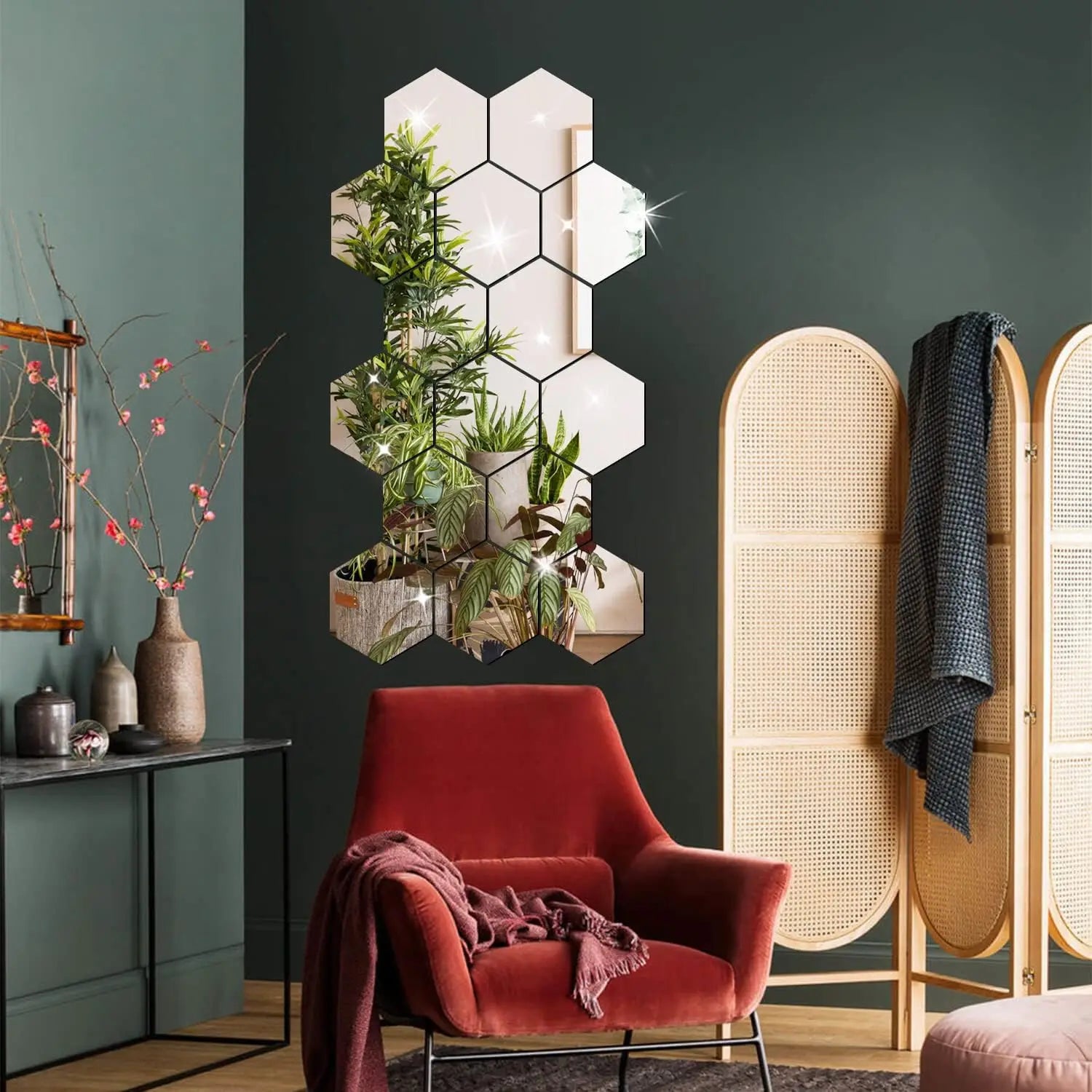 6/12Pcs 3D Mirror Wall Sticker Hexagon Decal Home Decor DIY Self-Adhesive Mirror Decor Stickers Art Wall Decoration 126Mm Large