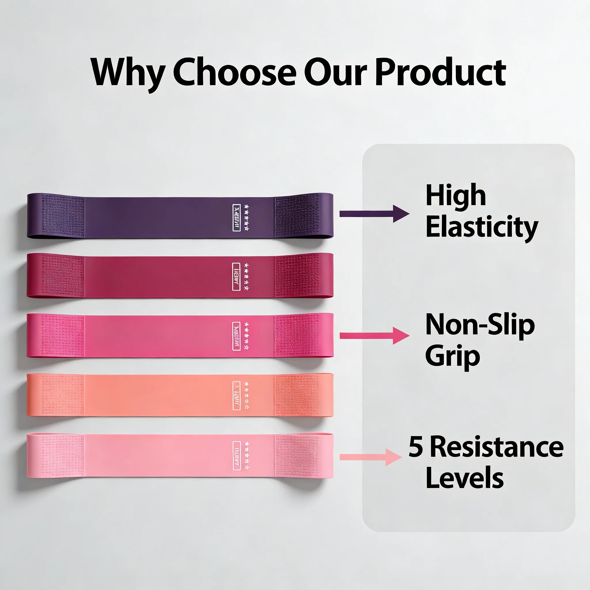 TPE Resistance Bands Set 5 Levels Non-Slip Exercise Booty Bands for Hip Legs Glutes Workout Yoga Fitness