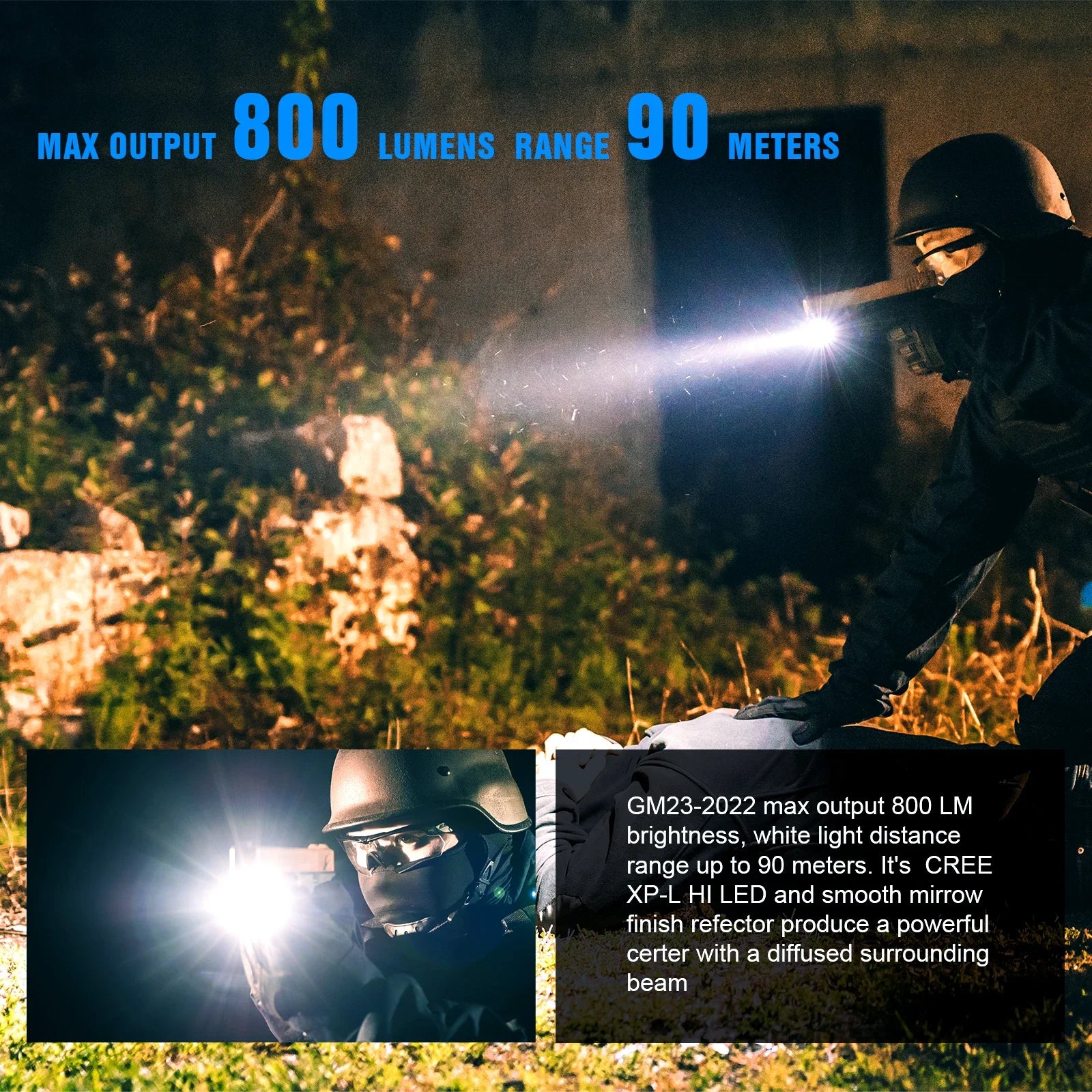 GM23 Tactical LED Flashlights Mini Pistol Lights 800 Lumens USB Rechargeable Quick Release Handgun 1913/GL Rail