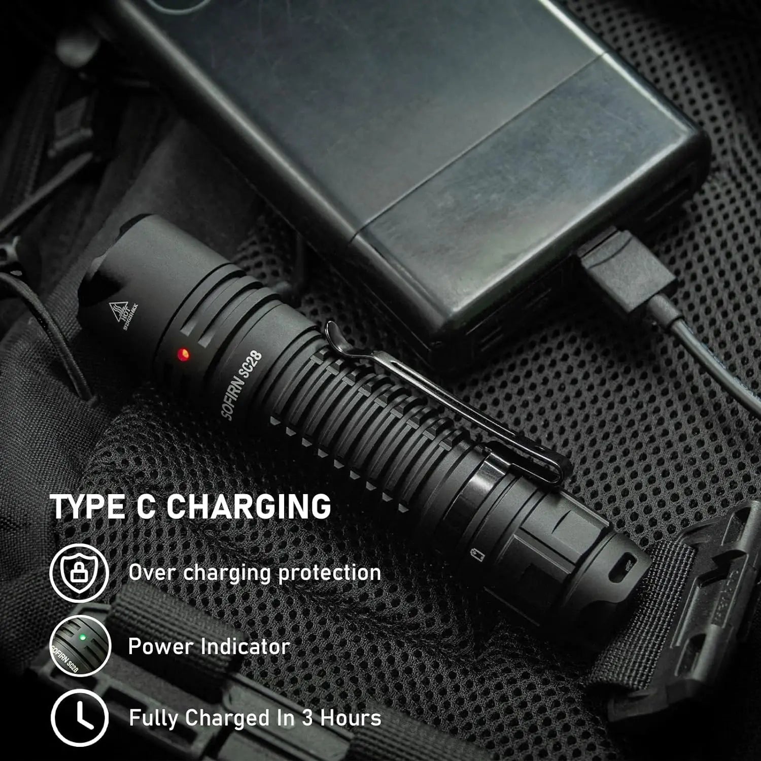 SC28 XHP50B HD LED 2800Lm Type-C Rechargeable Flashlight Protable Powerful 21700 Torch EDC Flash Light IPX8 for Camping