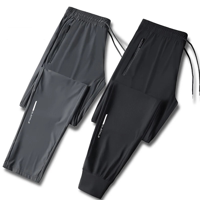 High Quality Ice Silk Pants for Men'S Summer Slim Casual New Loose High Elasticity Quick Drying Outdoor Running Casual Pants