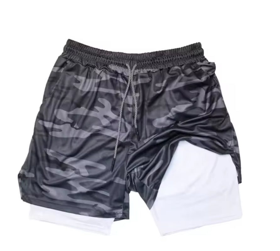 Camouflage Running Shorts, Men'S Gym Sports Shorts 2-In-1, Quick Dry Exercise Training, Outdoor Sports Fitness Jogging Shorts